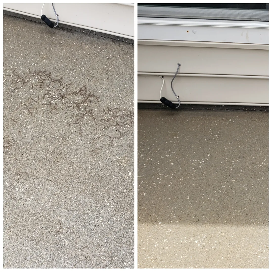 Concrete patio before and after surface cleaning